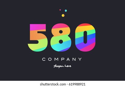 580 creative color green orange blue magenta pink number digit company logo vector icon spectrum