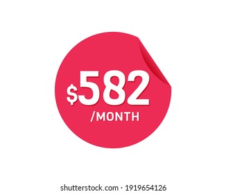 $582 Mes de Dólar. 582 USD Pegatina mensual