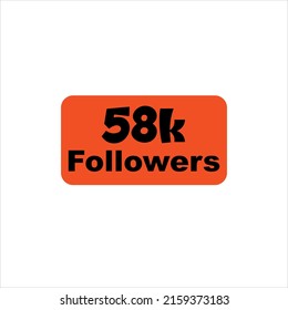 58k seguidores Vector naranja, icono, sello, ilustración de logotipo