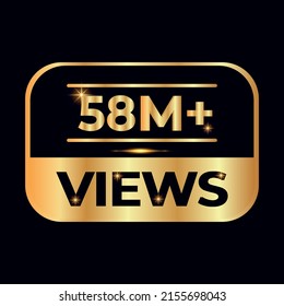 58 M Ansichten feiern Design. 58 Millionen Views Vector.views Aufkleber für Social Network Freunde oder Follower, wie