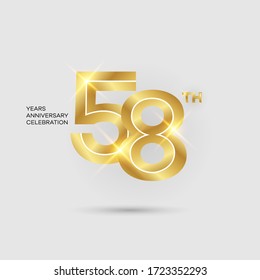 58th 3D gold anniversary logo isolated on elegant background, vector design for celebration purpose