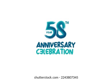 58th, 58 years, 58 year anniversary celebration fun style logotype. anniversary white logo with green blue color isolated on white background, vector design for celebrating event