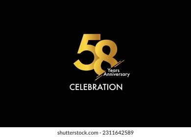 58th, 58 years, 58 year anniversary gold color on black background abstract style logotype. anniversary with gold color isolated on black background, vector design for celebration vector