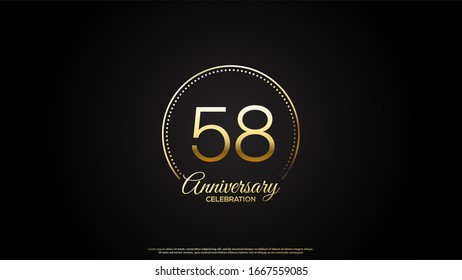  58th anniversary background with gold number illustrations with gold circle lines and dots.