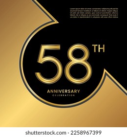 58th Anniversary Celebration. Logo design with gold color numbers for an anniversary celebration event. Logo Vector Templates