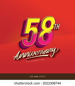 58th anniversary celebration logotype colorful design isolated with red background and modern design.