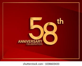 58th anniversary celebration logotype golden color isolated on red color 