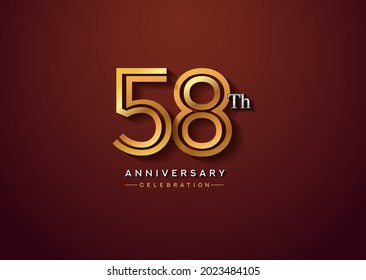 58th anniversary celebration logotype with linked number gold and silver color isolated on elegant color. vector anniversary for celebration, invitation card, and greeting card