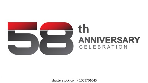 58th anniversary logo red and black design simple isolated on white background for anniversary celebration.
