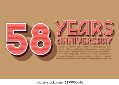 58th Anniversary numbers. background for anniversary