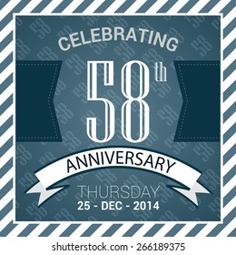 58th Anniversary poster / stamp/ template design in retro style - Vector Background
