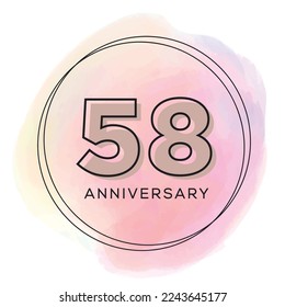 58th anniversary watercolor vector illustration, Beautiful greeting banner poster and Vector festive illustration.