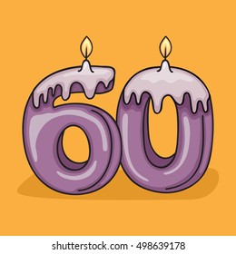 58th  Birthday Candle Number .Vector design template elements for your birthday celebration.