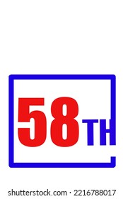 58th Ordinal Numbers counting vector art illustration with fantastic font and blue red color - 58th anniversary - happy birthday