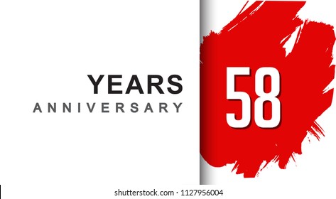 58th years anniversary design with red brush isolated on white background for company celebration event