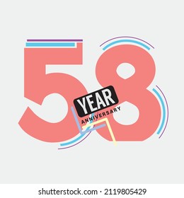 58th Years Anniversary Logo Birthday Celebration Abstract Design Vector Illustration.