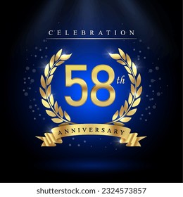 58th years celebration anniversary logo vector isolated on dark blue background