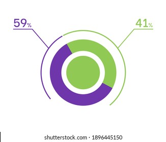 59 41 percent pie chart. 41 59 infographics. Circle diagram symbol for business, finance, web design, download, progress