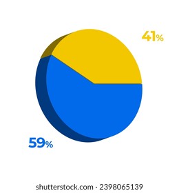 59 41 percentage 3d pie chart vector illustration eps