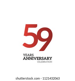 59 anniversary celebration logotype. red number logo simple isolated on white background, vector design for celebration, invitation card, and greeting card