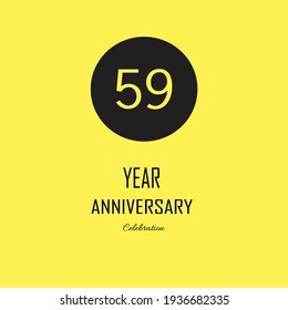 59 Anniversary celebration on yellow background. Vector festive illustration. Birthday or wedding party event decoration
