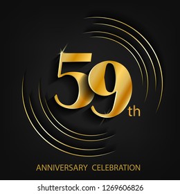 59 anniversary gold with a circle frame and a dark background, giving the impression of luxury