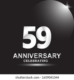 Plantilla vectorial de logotipo de 59 años. Diseño para banner, tarjetas de felicitación o impresión