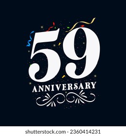 59 Anniversary luxurious Golden color 59 Years Anniversary Celebration Logo Design Template