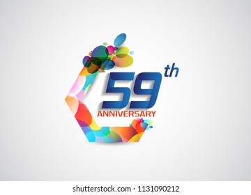 59 anniversary modern design with colorful oval pattern for celebration event. Vector illustration isolated on white background