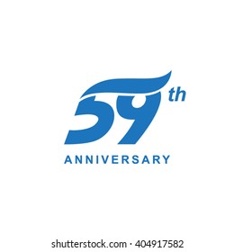 59 anniversary wave logo blue