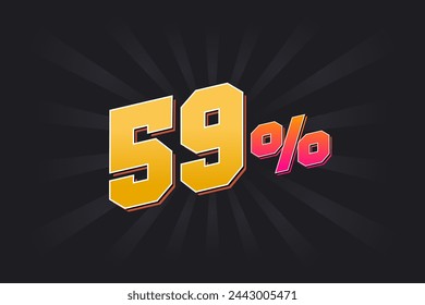 59% discount banner with dark background and yellow text. 59 percent sales promotional design.