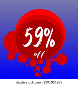 59% discount bubbles icon, percentage red blue and white