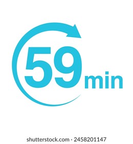 59 minute arrow timer icon vector illustration eps