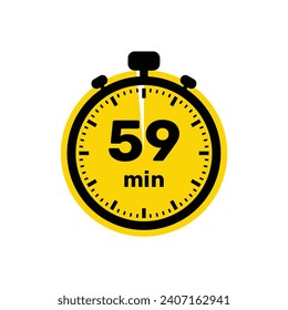 59 Minutes Analog Clock Icon white background design.