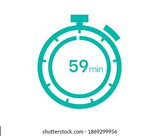 59 minutes timer icon, 59 min digital timer. Clock and watch, timer, countdown