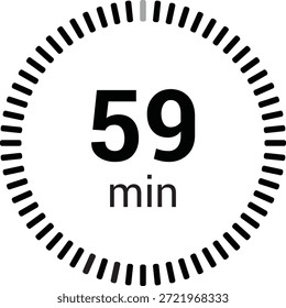 cronômetro cronômetro 59 minutos ou contagem regressiva ícone vetor isolado no fundo branco