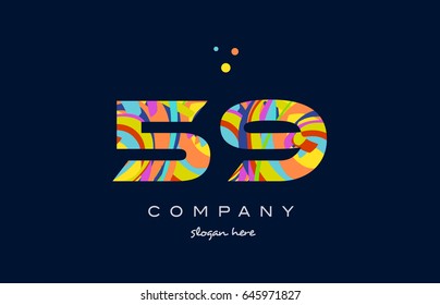 59 number digit numeral logo colored colorful rainbow acrylic modern creative vector icon design template