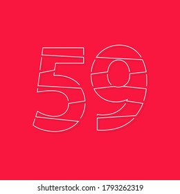 59 número, letra de trazo lineal. Diseño moderno y creativo. Para logotipo, etiqueta de marca, elementos de diseño, identidad corporativa, aplicación y más. Ilustración vectorial aislada