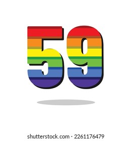 59 Number Rainbow Color Logo Design Template Inspiration, Vector Illustration.