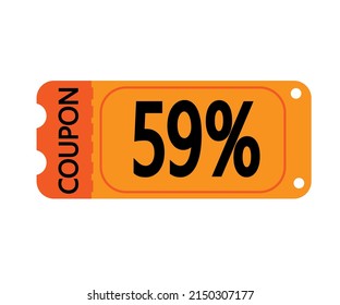 59% Off Coupon Vector. Orange Perforated Coupon Template On White Background For Stores