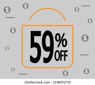 59% off. Dark banner for stores and promotions. Shopping bag