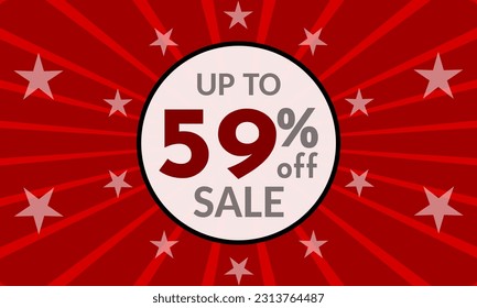 Up to 59% Off, red banner with discount for mega sales