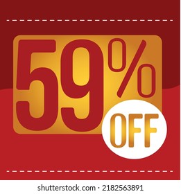 59% off. red and orange banner with floating balloon for promotions and offers

