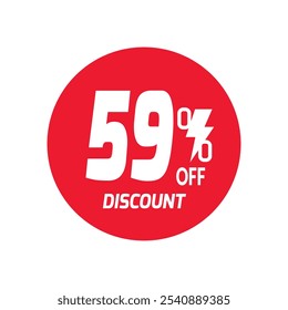 59% OFF Sale Discount Banner offer price tag. Special offer sale red label. Vector Modern Sticker Illustration Background