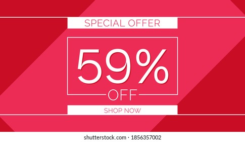 59% de descuento en banner de oferta especial, 59% de descuento en diseño simple de banner