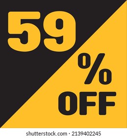 Up To 59% Off Special Offer sale sticker black and gold, vector illustration