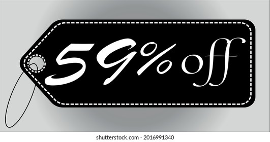 59 percent off black tag. discount banner for promotions and special offers