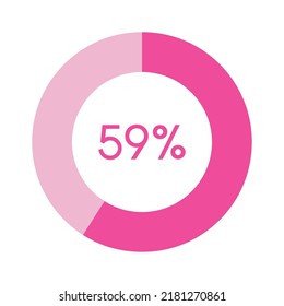 59 percent, pink circle percentage diagram vector illustration
