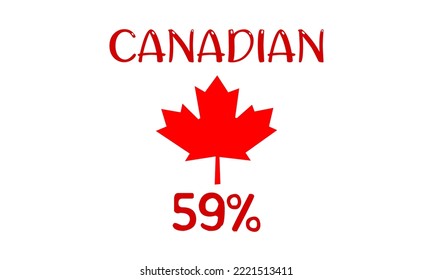 59% percentage Canadian sign label vector art illustration with fantastic font and white background. Canada vector symbol maple leaf clip art.