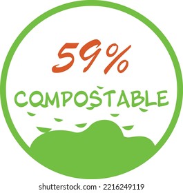 59% percentage compostable circular vector art illustration with simple and vivid expression in earth and natural colors